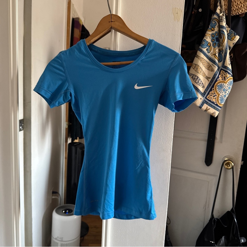 Nike Pro Blue Dri-Fit Compression Short Sleeve Top